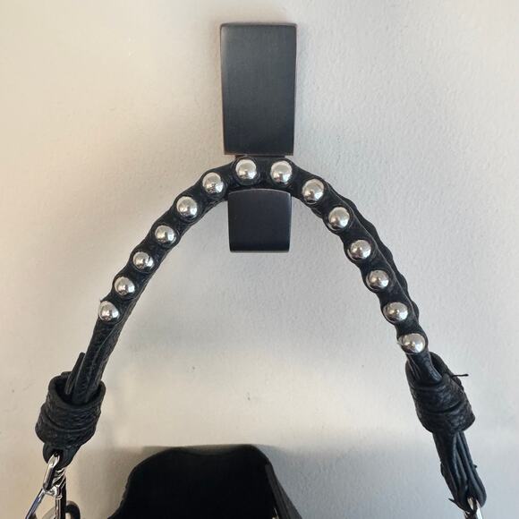 New Steve Madden BSammy Bucket Bag Black Studed Tassel Faux Leather - Picture 3 of 7